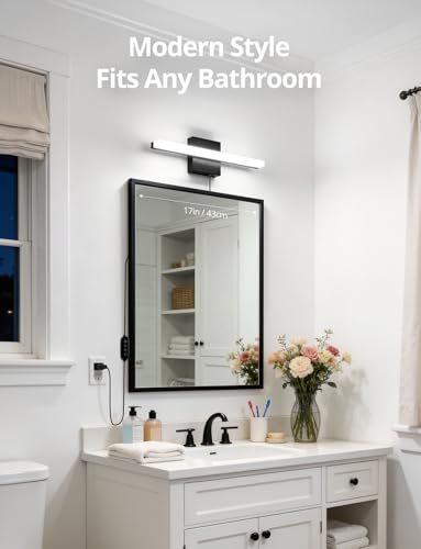 Black Plug in Vanity Light Bar Corded for Bathroom Lighting Fixture No Wiring