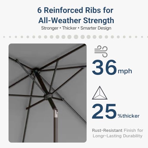 6.5' x 10' Rectangular Patio Umbrella Large Outdoor Market Umbrella w