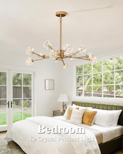 Gold Sputnik Chandeliers for Dining Room Light Fixture Over Table