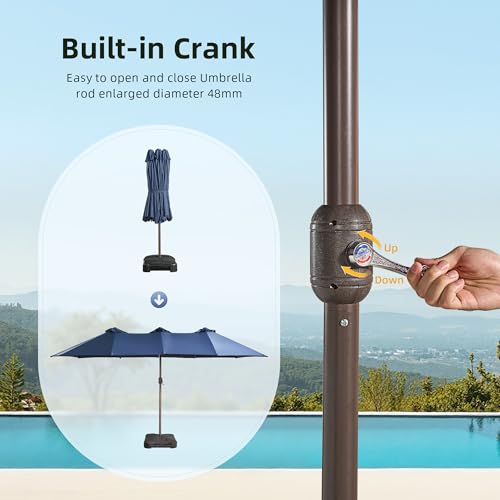 15ft Umbrella Outdoor Patio Solar Lights with Base