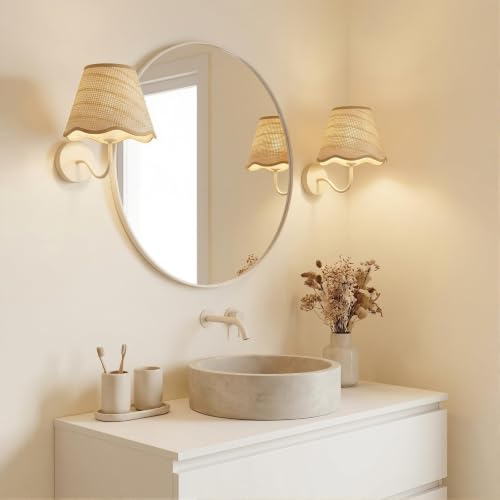 6 Pack Clip on Rattan Chandelier Lamp Shades