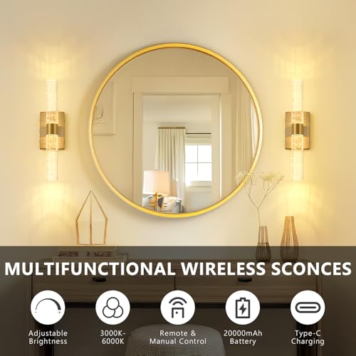 Battery Operated Wall Sconces Set of 2