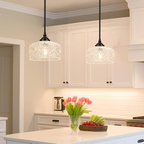 Black Vintage Pendant Lights Kitchen Island with Glass Over Sink