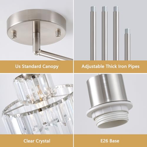 Brushed Nickel Pendant Lights Kitchen Island 2 Pack