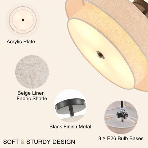 Modern Semi Flush Mount Ceiling Light 18" Modern 3