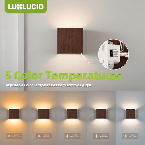 2 Pack Indoor Outdoor Walnut Wood Grain Up and Down LED Wall Light (2 Count)