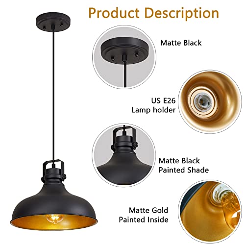Black Farmhouse Pendant Lights Kitchen Island Fixtures (2 Count)