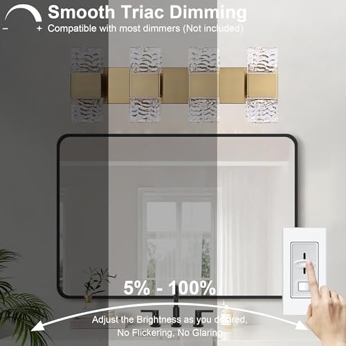 4 Lights Bathroom Vanity Light Fixtures 3000K Warm Lighting