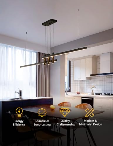 71" Black Linear LED Pendant Light Dimmable for Kitchen Island