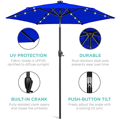 7.5ft Solar Umbrella LED Lighted Patio Umbrella