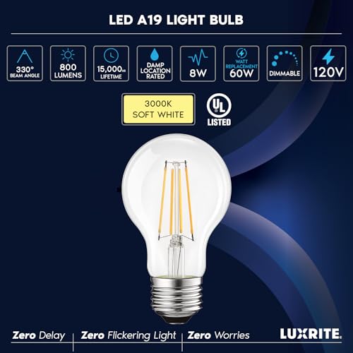 Vintage A19 LED Light Bulbs 60W Equivalent (6 Count)