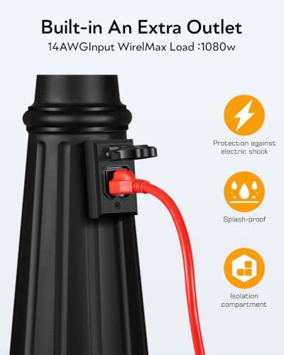 3 Head Lamp Posts Outdoor Lighting with Outlet