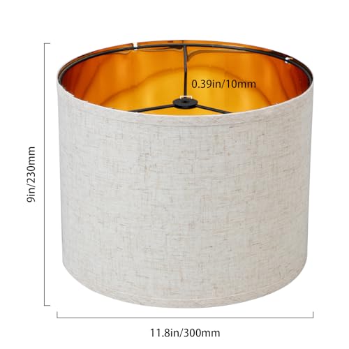 Black Lamp Shades Drum Set Of 2 Medium Gold 12 (2 Count)