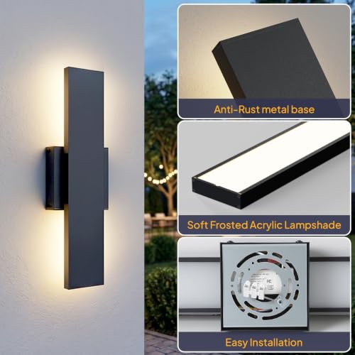 2 Pack 15.7in LED Outdoor Wall Lights Dimmable (15.7in)