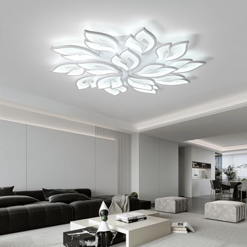 39.4" Flower Shaped Ceiling Light Dimmable Modern Ceiling Lamp Remote Control LED Lighting Fixture for Living Room Kitchen Dining Room