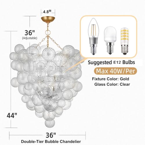 Bubble Ball Swirled Glass Chandelier Large