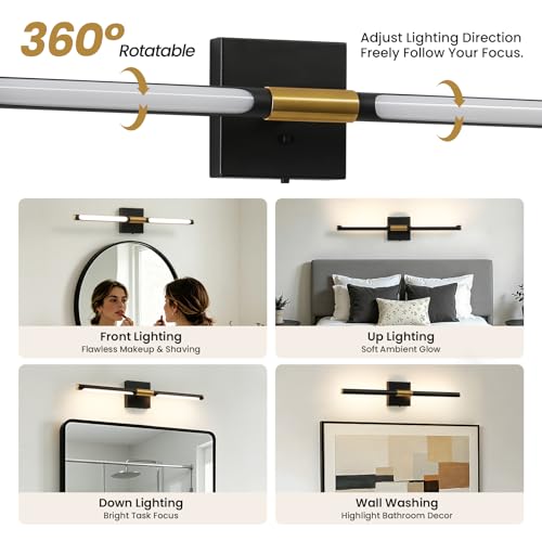 Black Gold Vanity Light for Bathroom