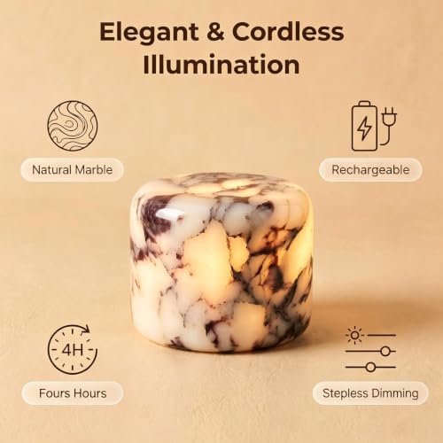 Marble Desk Lamp Touch Control Rechargeable Dimmable LED Light