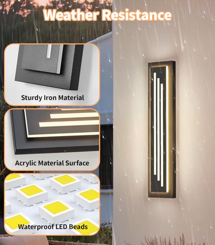 23.6'' LED Outdoor Wall Lights Modern Black Indoor Wall Sconce Lighting