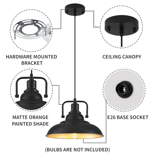 Black and Gold Pendant Light 12.5 inches 3 Packs