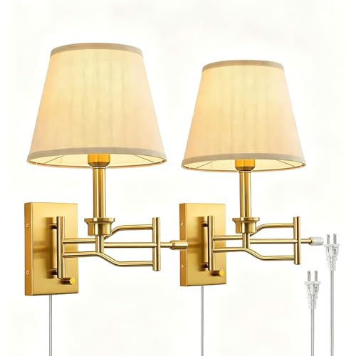 15" Gold Swing Arm Wall Sconces Set of 2