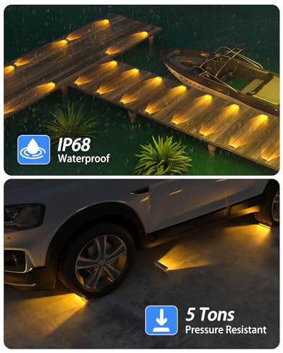 Solar Step Lights Outdoor IP68 Waterproof 2 Pack Warm White (2 Count)
