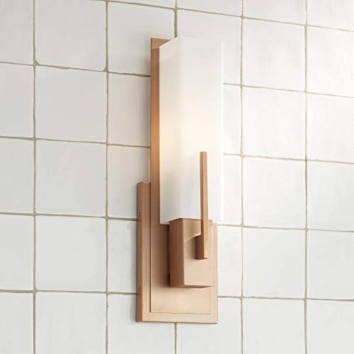 Midtown 15" High White Glass Burnished Brass Wall Sconce Light Fixture