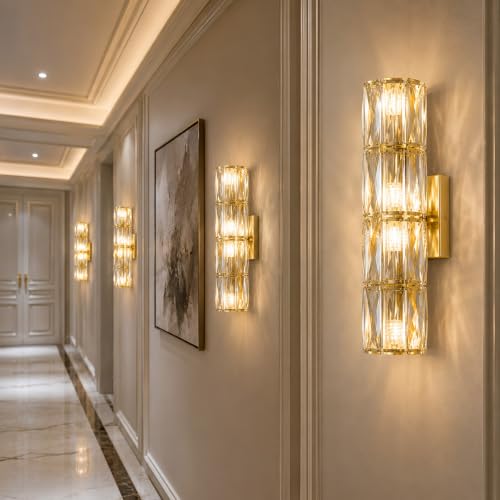 Gold Crystal Wall Sconces Mid