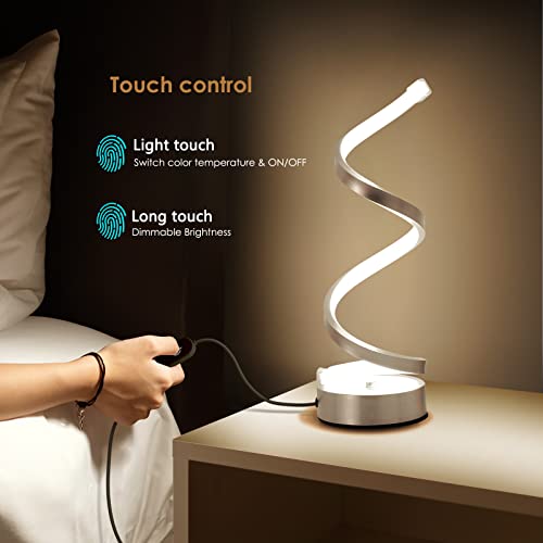 Silver Infinity Spiral LED Table Lamp