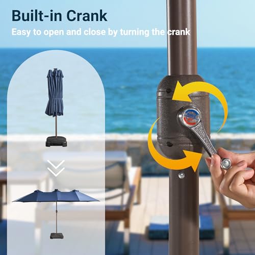 15 Ft Umbrella Outdoor Patio Solar Lights With Base