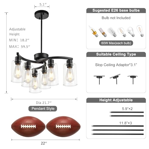 6 Light Modern Chandeliers for Dining Room (6 Count)