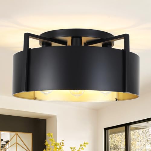 20'' Black Semi Flush Mount Ceiling Light