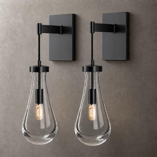Black Raindrop Brass Wall Sconces (2 Count)
