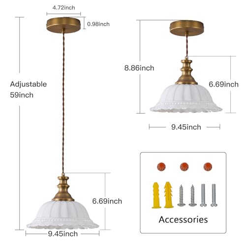 Glass Pendant Lights Modern Pendant Lighting Fixtures Hanging Lamp for Kitchen Island Bedroom Dining Room Coffee Shop Hallway White and Brass