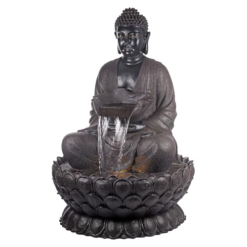 WIN1170 53" Outdoor Floor Calming Buddha Statue Waterfall Fountain