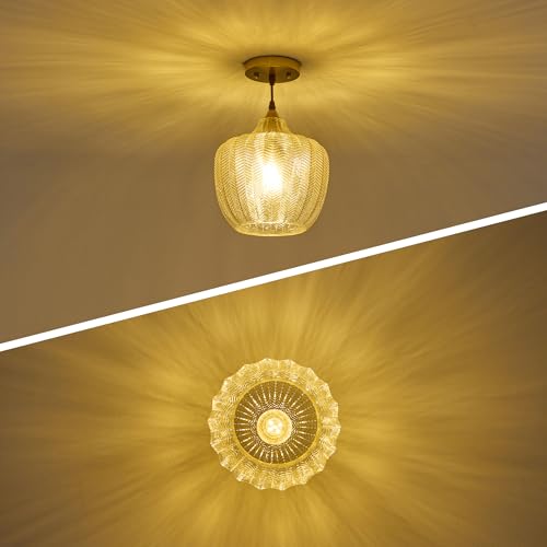 Clear Glass Pendant Lights Kitchen Island Gold Hanging Ceiling Light 9.45"