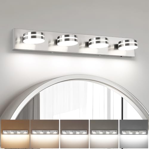 LED Modern Bathroom Lights Fixtures 4 Light 30in Brushed Nickel