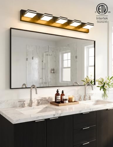 5 Light Bathroom Vanity Light (Black-5CCT / 34.3-Inch)