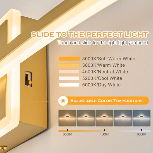 Modern LED Wall Sconce Gold LED Bathroom Light Fixtures Over Mirror Wall Lighting for Bathroom