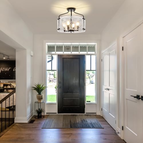 Black Semi Flush Mount Ceiling Lights Modern Entryway Hallway Light Fixture