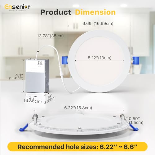12 Pack 6 Inch LED Recessed Ceiling Light (12 Count)