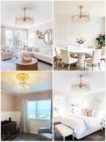 20" Gold Fandelier Ceiling Fans with Lights (Flower Fandelier)