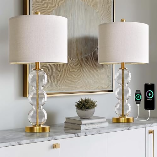 25" Glass Table Lamps Set of 2 (2 Count)