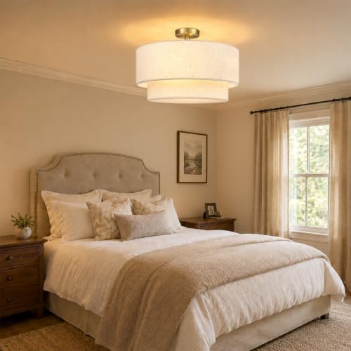 20 Inch Drum Flush Mount Ceiling Light Gold