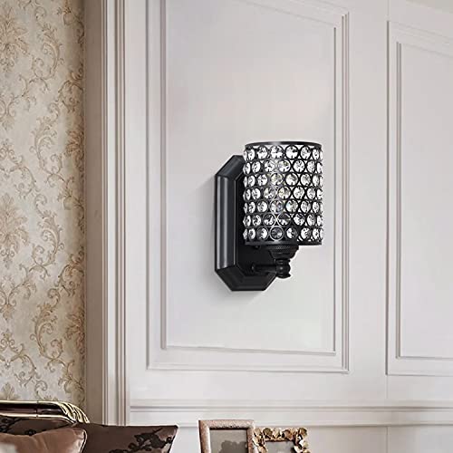 Crystal Wall Sconce Black Dry&Wet Dual Use 2 Pack 1 Light UL Certified (2 Count)