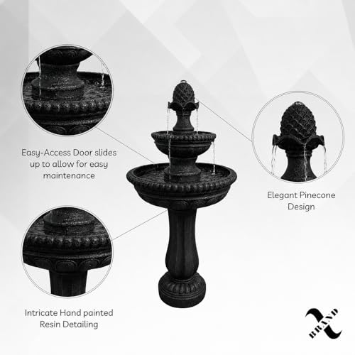 39" 2 Tier Outdoor Freestanding Solar Water Fountain