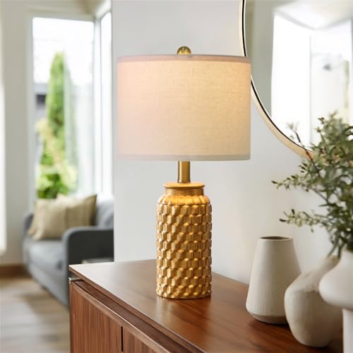 20.5" Gold Modern Ceramic Bedside Lamp Set of 2 for Bedroom Decor Farmhouse Table Lamp for Living Room Office Dorm (2 Count)