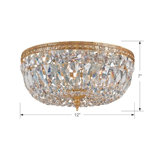 3 Light Spectra Crystal Olde Brass Flush Mount