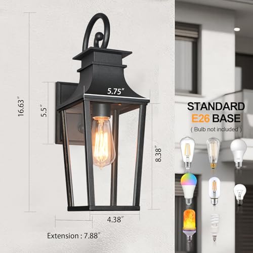 ALVIME 17" Matte Black Outdoor Sconce Lights