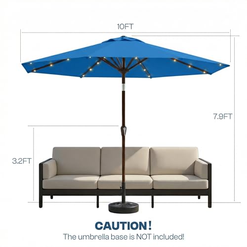 10FT Solar Patio Umbrella with Lights